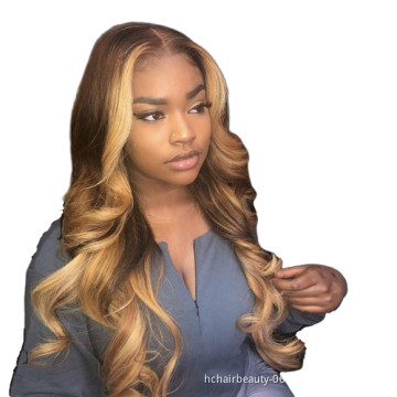 Ombre 4/27  Lace Front Wig Brazilian Remy Human Hair  Wigs Ombre 4/27 Body Wave Lace Front Wig Pre Plucked Highlights